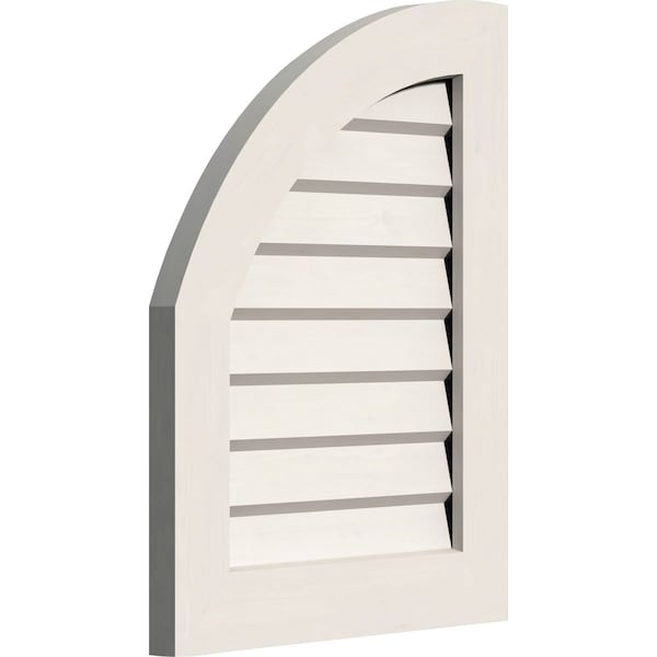 Quarter Round Top Left Non-Functional, PVC Gable Vent W/ 1 X 4 Flat Trim Frame, 08W X 22H